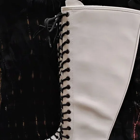 Wild Pair Ryleep Tall Combat Boot White Sz. 6 - Picture 2 of 8